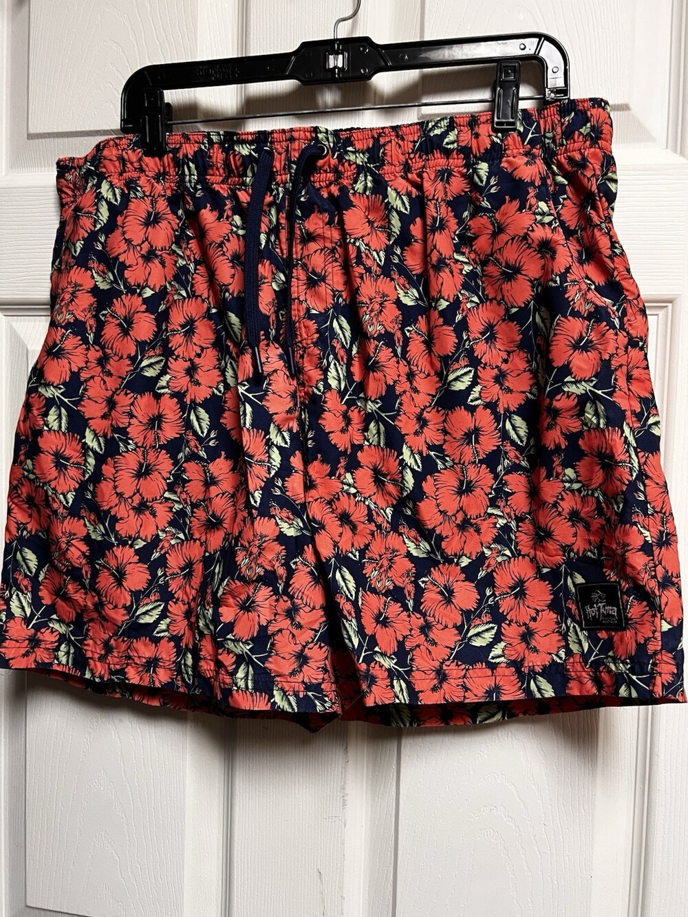 Hot Tuna Floral Swim Shorts Navy Coral Hibiscus Drawstring Men xl xlarge
